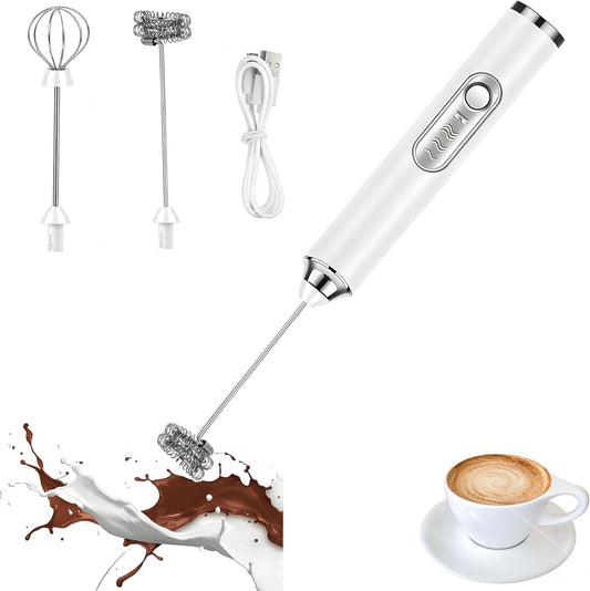 YooHooPo rechargeable milk frother handheld - 3-speed wireless electric whisk for coffee,milk & cream,usb charging