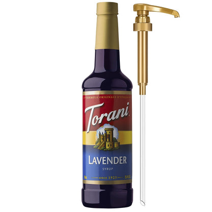 Torani Coffee Syrup, Lavender Flavored Syrup for Drinks, Pump Included, 25.4 Fl Oz