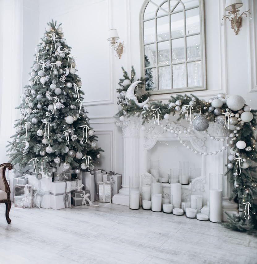 SIMISI RIBBON 24Pcs Christmas Velvet Ribbon Bows Decorations Xmas Ornaments Vintage Decor for Tree, Wreath, Garland (3/8'' Width, 5 * 7 inch)