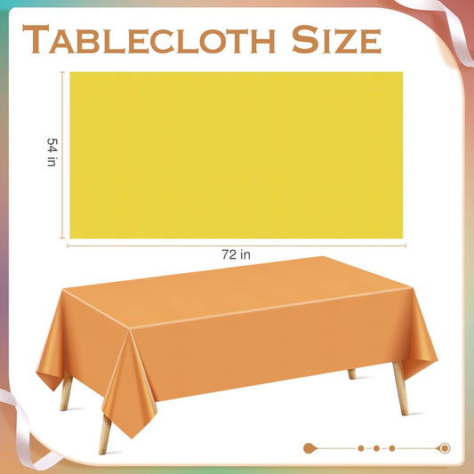 7 Pieces Rainbow Series Rectangle Tablecloth, 54x72" Solid Color Waterproof & Spillproof Disposable Plastic Table Cover, Durable Party Tablecloth for Dining, Buffet, Picnic, Outdoor Events