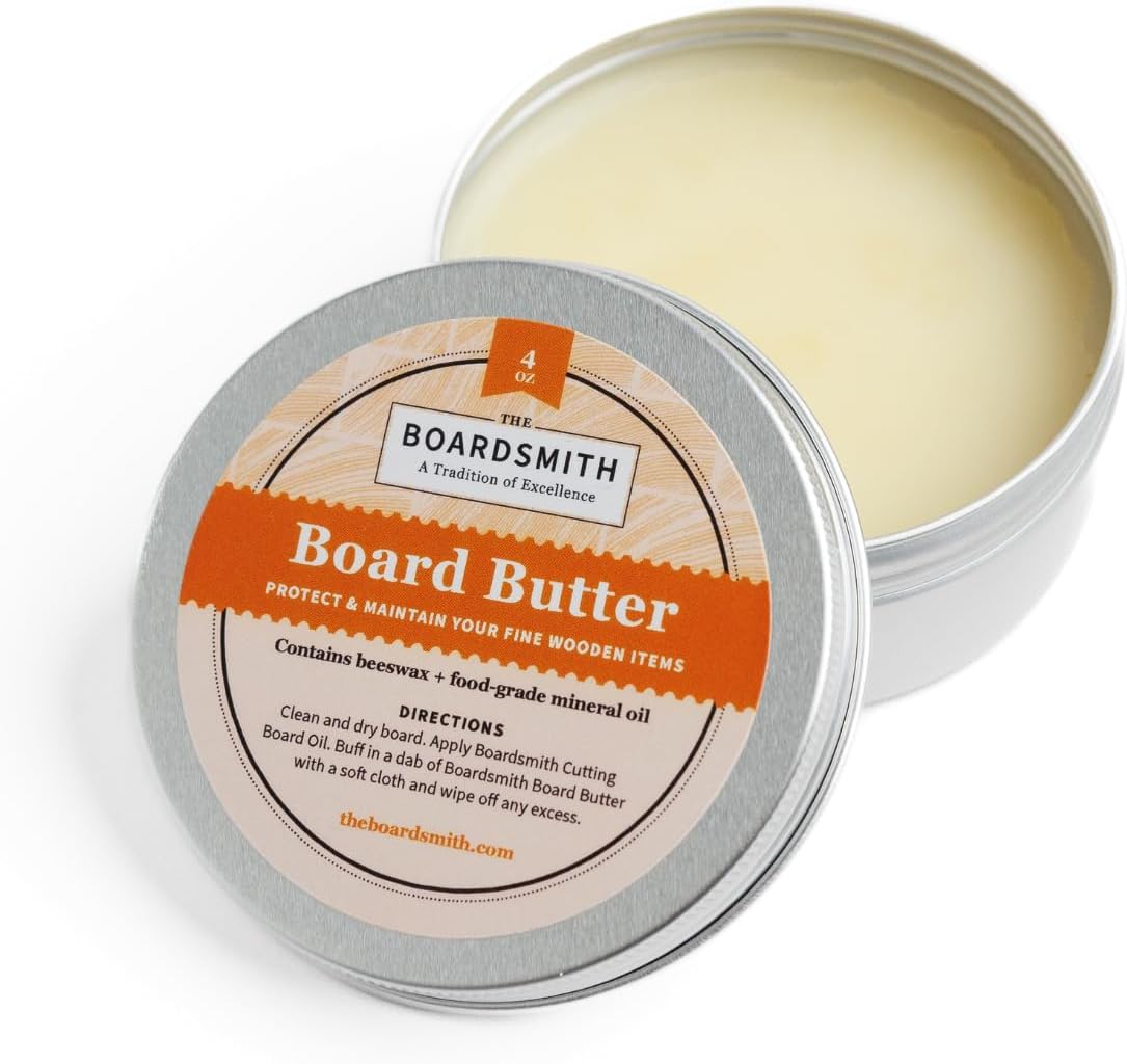 The Boardsmith Cutting Board Butter - Premium Cutting Board Wax made with Beeswax and Food Grade Mineral Oil - Butcher Block Conditioner that Restores and Protects