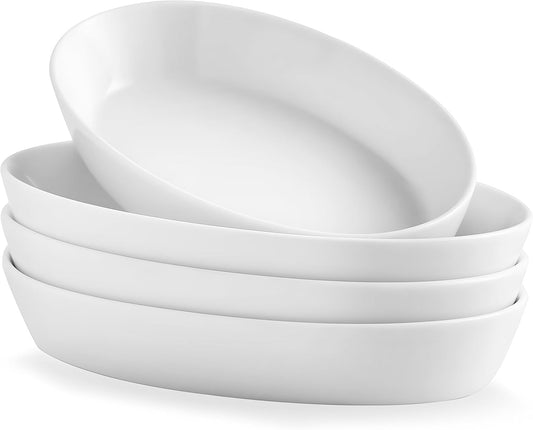 UIBFCWN Au Gratin Baking Dishes, 7.5''x4.5'' Ceramic Oval Baking Dish for Single Serving, Individual Casserole Dishes Oven Safe, Au Gratin Pans for Lasagna & Cobblers, 11.5oz, Set of 4
