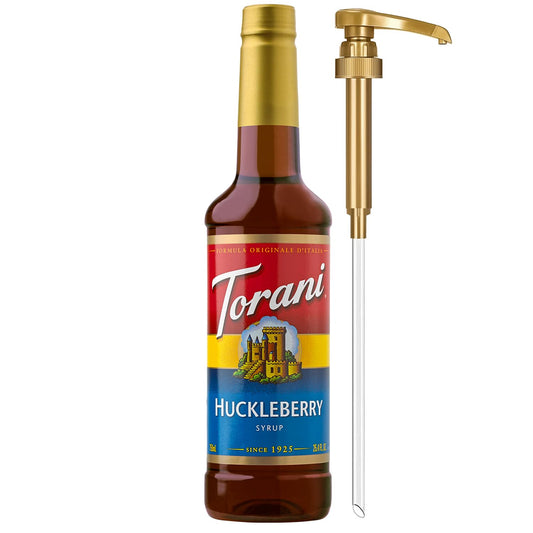 Torani Huckleberry Syrup for Drinks, Flavoring for Iced Tea, Lemonade, Sodas, and Cocktails, Pump Included, 25.4 Oz