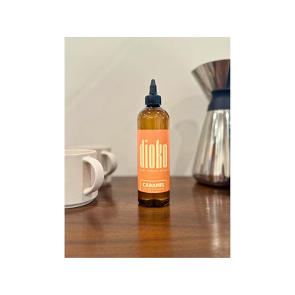Dioko Simple Syrup, 12 fl. oz Premium Coffee & Dessert Syrup with Easy Pour Spout | No Artificial Dyes or Colors | Perfect for Lattes, Iced Coffee, Cocktails, Pancakes & More (Caramel)