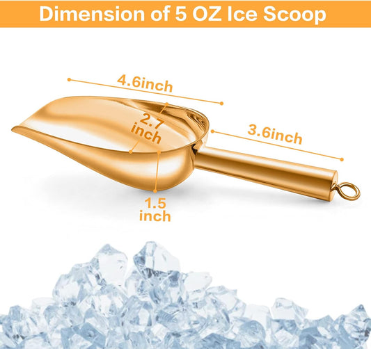 TeamFar Ice Scoops, 5oz Stainless Steel Canister Small Ice Candy Scoop for Kitchen Dispenser Buffet Jars, Healthy & Sturdy, Multi-use & Mirror Finish, Dishwasher Safe-2 PCS
