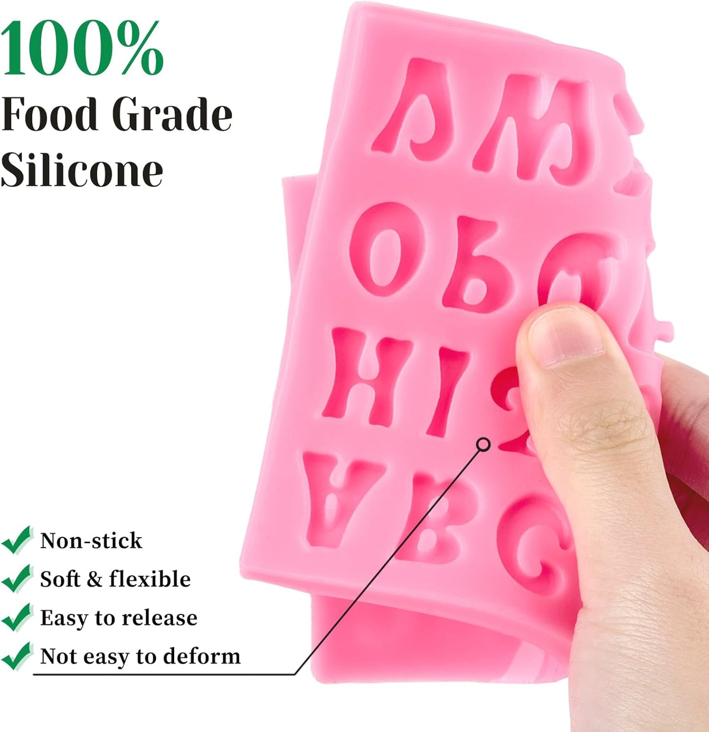 Silicone Letter Molds for Chocolate, 5 Pcs Number Alphabet Chocolate Molds Butterfly Rose Fondant Molds for Candy Treat Strawberry Cupcake Cake Decoration Clay Resin Candle Making