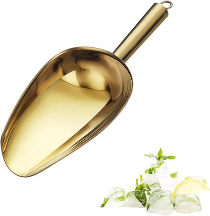 Stainless Steel Ice Scoop 6OZ Small Food Candy Scoop for Kitchen Bar Party Wedding Metal Ice Scooper for Ice Bucket Gold