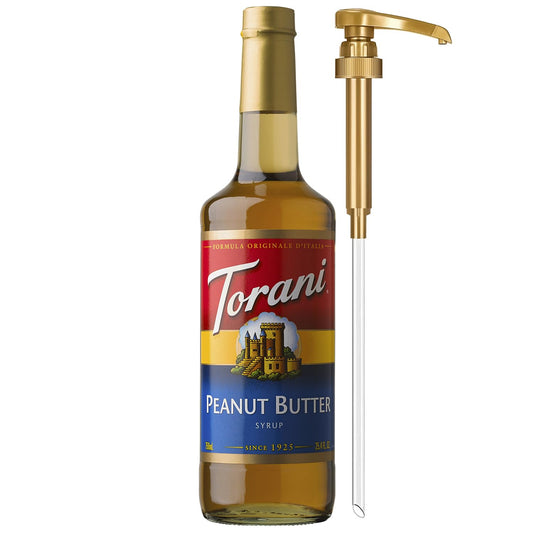 Torani Coffee Syrup, Peanut Butter Flavoring for Drinks, Glass Bottle with Pump Included, 25.4 Fl Oz