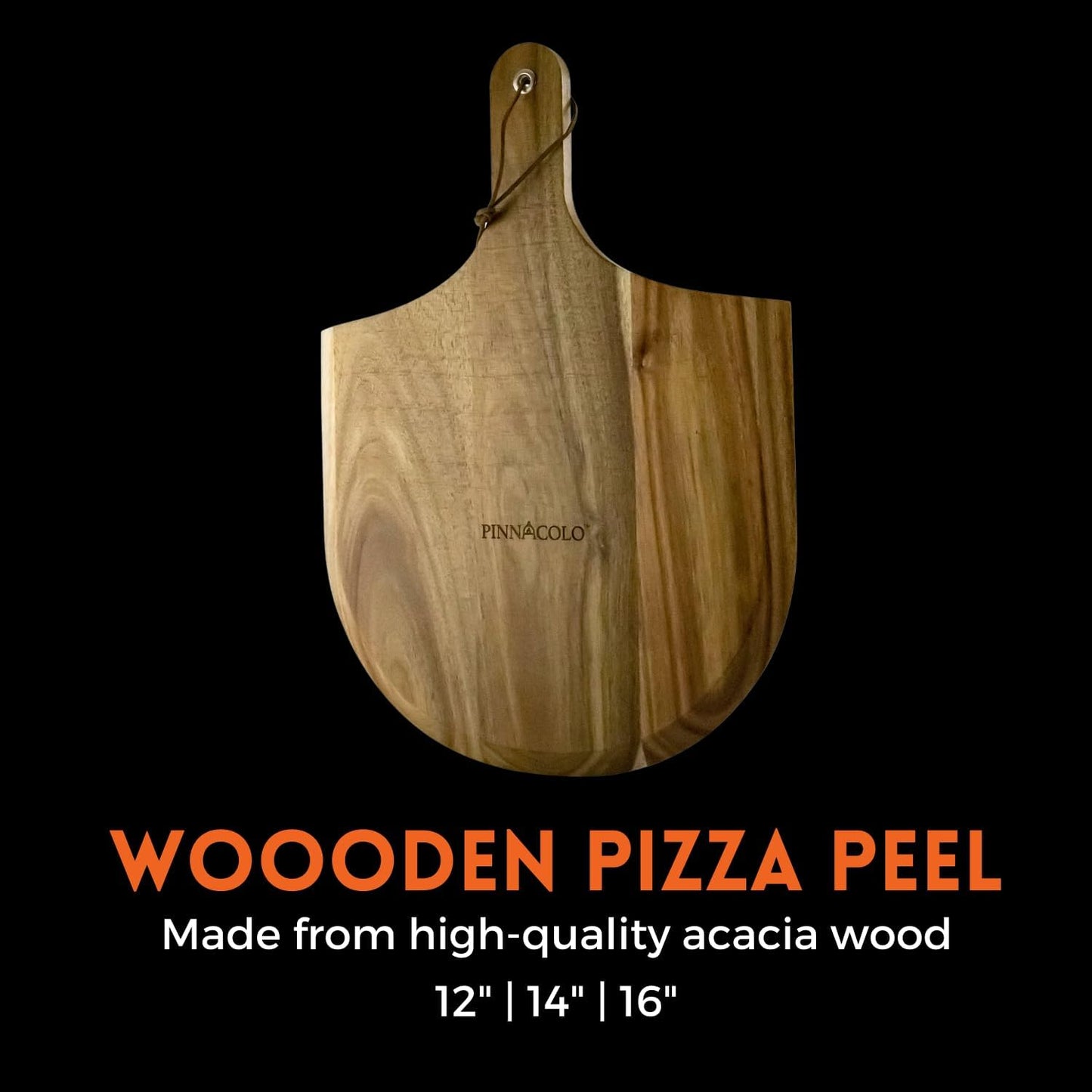 14 Inch Acacia Wooden Pizza Peel - Lightweight and Sturdy, Perfect for Homemade Pizza, Bread, and Pastries (Natural Wood Grain)