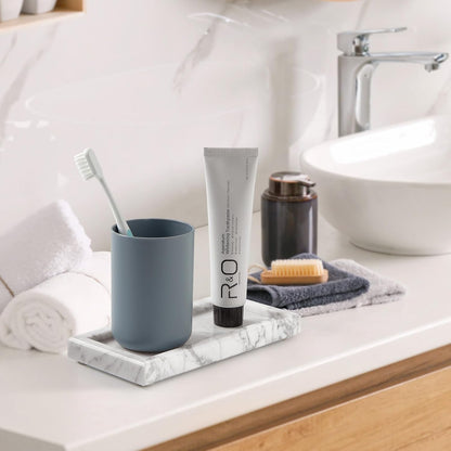 Natural Small Marble Vanity Tray, Luxury Stone Organizer for Bathroom & Kitchen | Holds Soap Dispenser, Jewelry, Perfume | Non-Resin, Non-Ceramic Décor