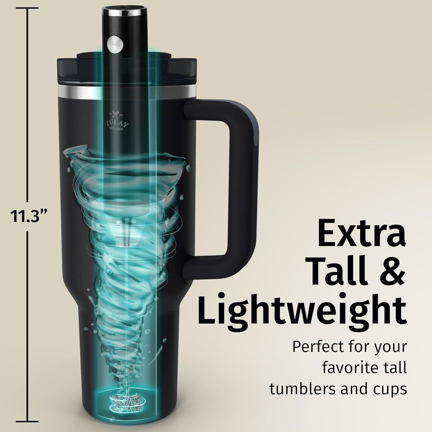 Zulay Kitchen Lux Rechargeable Milk Frother Handheld, 4 Included Whisks - Powerful 2-Speed Motor, Fully Waterproof, 2000mAh Battery - Drink Mixer For Latte, Cappuccino, Matcha, Protein Powder