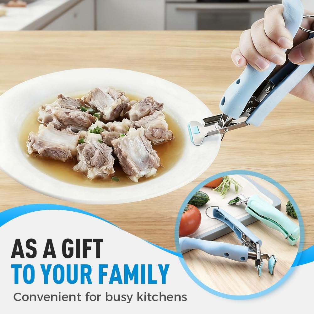 3 Pcs Hot Plate Grippers, 2026 Upgraded Multi Purpose Hot Plate Gripper, Anti-Scald Bowl Dish Grippers for Kitchen (Blue)