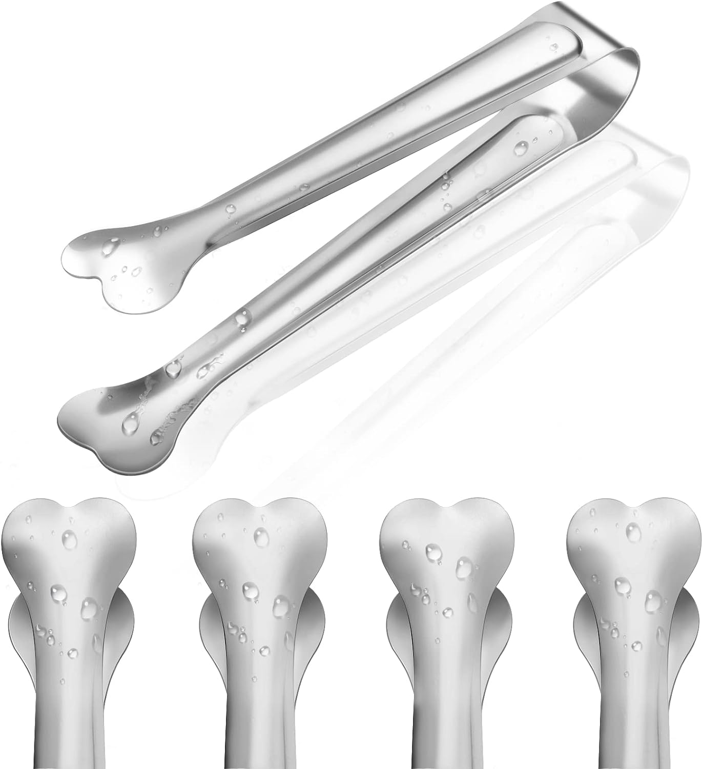 18 Pack Premium Small Serving Tongs, Mini Stainless Steel Appetizer Tongs 4.33Inch Silver