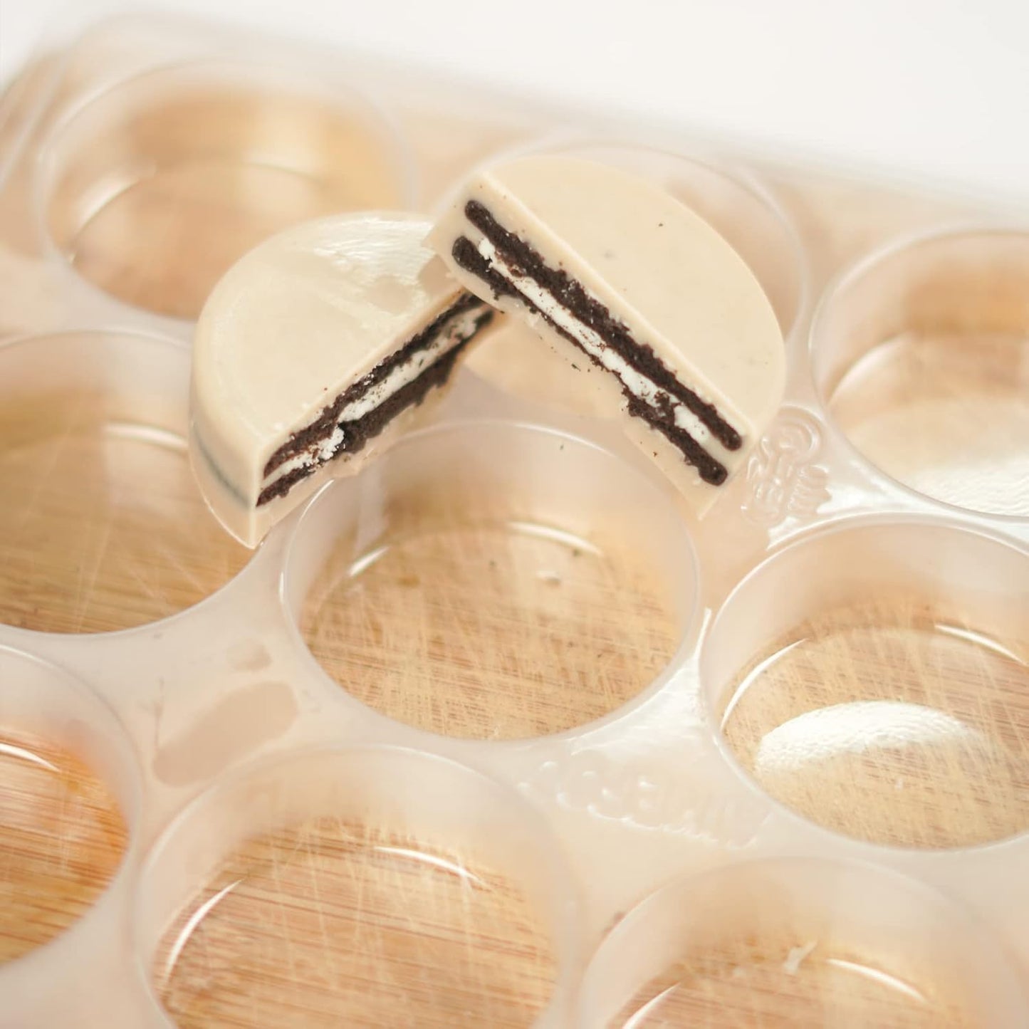 Round Cookie Chocolate Mold, Covered Cookie Mold 5 Pack, 12 Cylinders Each, Chocolate Covered Round Cookies,Candy and Chocolate, and Even Soap Molds