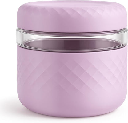 24 oz Glass Lunch Bowl Container with Lid | Leak & Spill Proof, BPA-Free, Microwave & Dishwasher Safe, Airtight Meal Prep & Food Storage Jar for Lunch, Salad, Soup, Overnight Oats, Stew, Yogurt