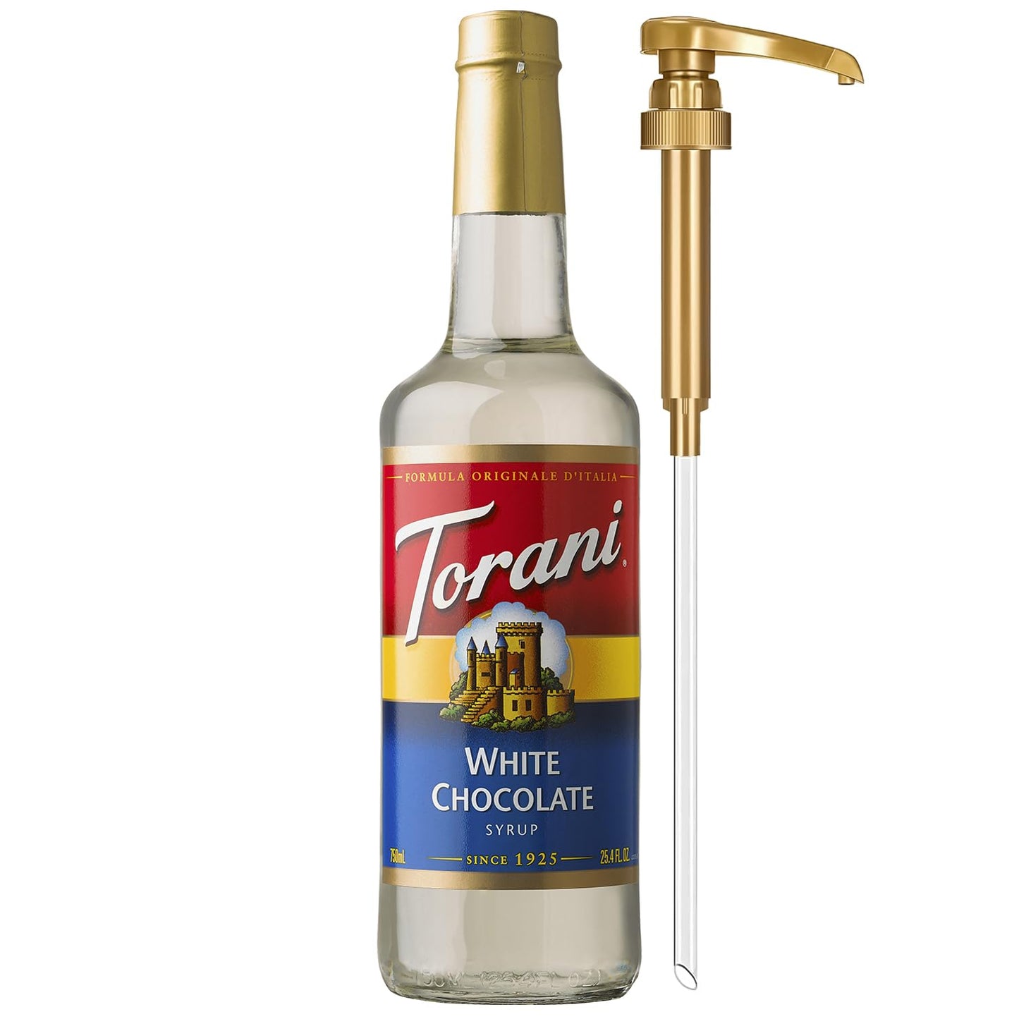 Torani Coffee Syrup, White Chocolate Flavored Syrup for Drinks, Pump Included, 25.4 Fl Oz