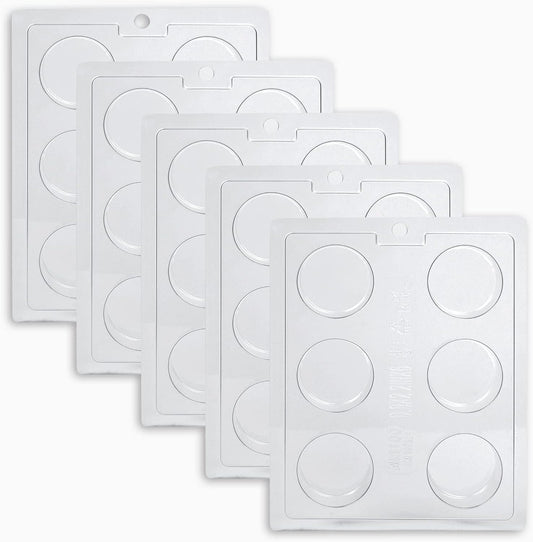 Round Cookie Chocolate Mold 5 Pack, 6 Cylinders Each, Chocolate Covered Round Cookies,Candy, Cookies and Chocolate, and Even Soap Molds