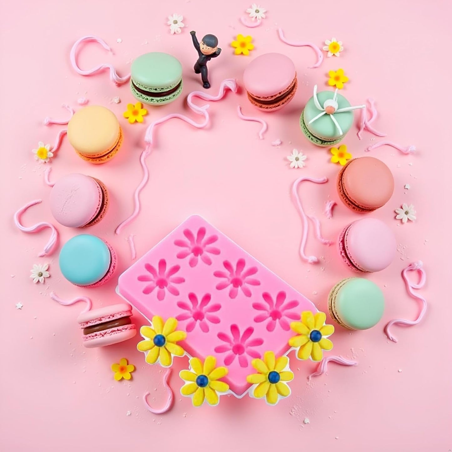 Candy Molds, Daisy Kitchen Cake Baking Decoration, Cookies Chocolate Mold Clay Tool Daisy Series Silicone Mold Flower Silicone Mold