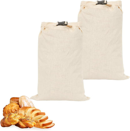 2 Pcs 100% Linen Bread Bags for Homemade Bread 13 x 19.6 Inches Reusable Sourdough Bread Storage Bag with Zipper (Light Apricot)
