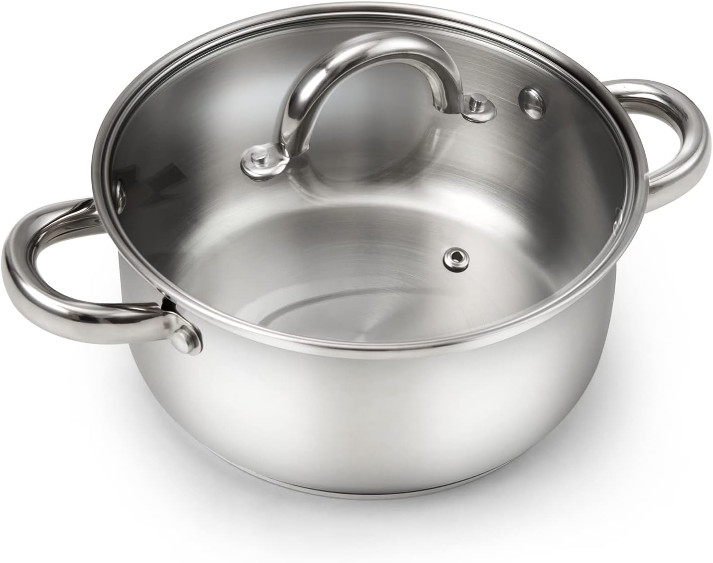 Cook N Home 3-Quart Stainless Steel Pot, Small Stock Pot with Glass Lid, Basics Saucier Casserole Stockpot