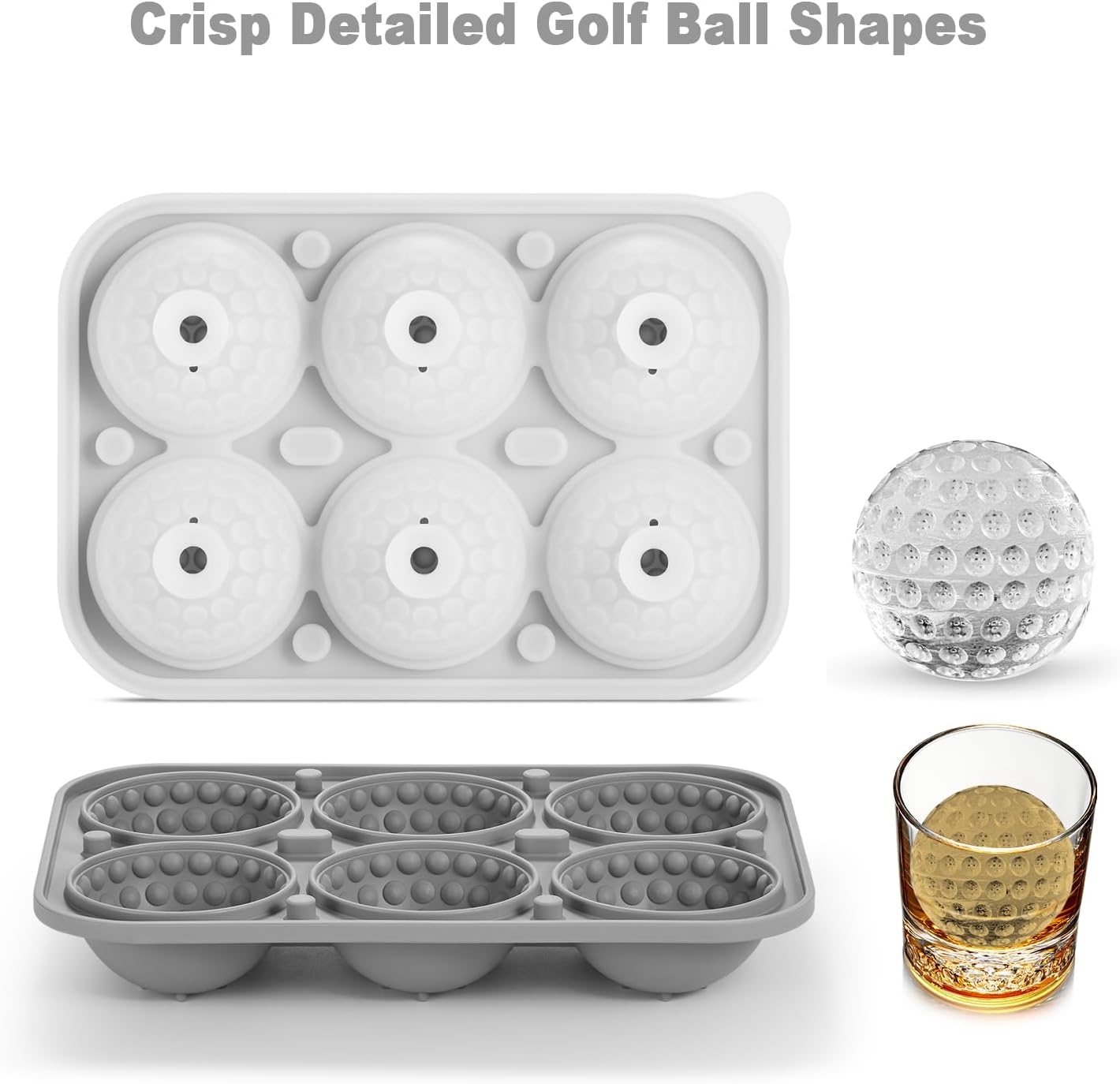 Nax Caki 3D Golf Ice Cube Tray, Large Golf Silicone Fun Shapes Whiskey Ice Mold with Funnel for Cocktails, Bourbon,Brandy, Whiskey Gifts for Men