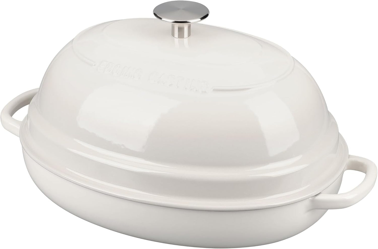 Enameled Oval Cast Iron Dutch Oven Pot with Lid, Bread Dutch Oven for Sourdough Bread Baking, 6QT, White