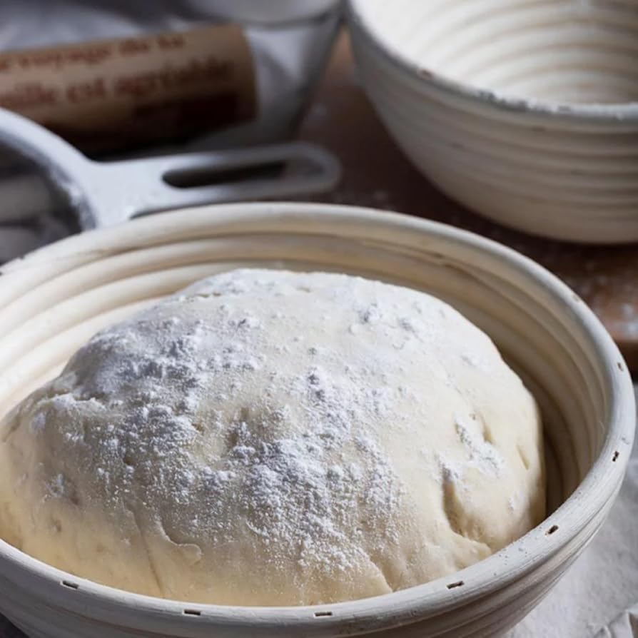 Banneton Bread Proofing Basket Banneton Basket Set Sourdough Proofing Basket Round Proofing Bowls Handmade Rattan Baskets and Liners (2 Round 9 inch Baking Set)