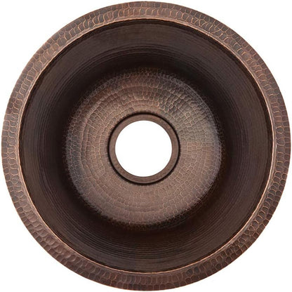Premier Copper Products BR17DB 17-Inch Round Hammered Copper Prep Bar Sink
