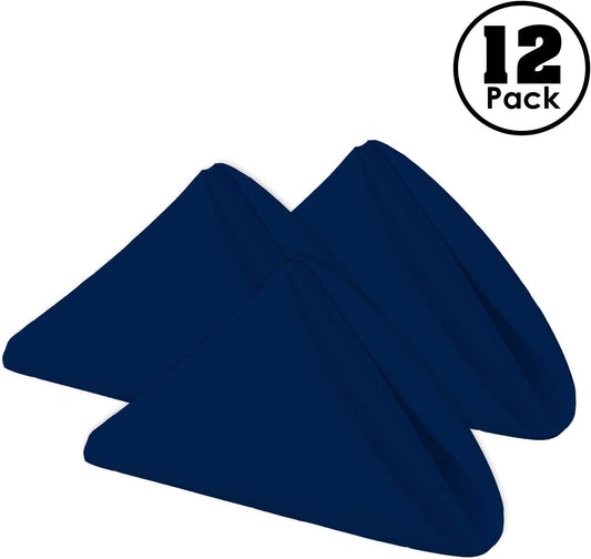 Gee Di Moda Cloth Napkins - 17 x 17 Inch Navy Blue Dinner Napkins - Set of 12 Soft & Absorbent Washable Fabric Cloth Table Napkins with Hemmed Edges for Hotel Restaurant, Holiday Parties & Wedding