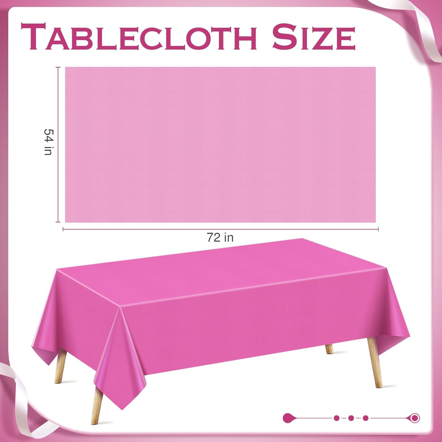 12 Pieces Pink & Orange Series Rectangle Tablecloth, 54x72" Solid Color Waterproof & Spillproof Disposable Plastic Table Cover, Durable Party Tablecloth for Dining, Buffet, Picnic, Outdoor Events