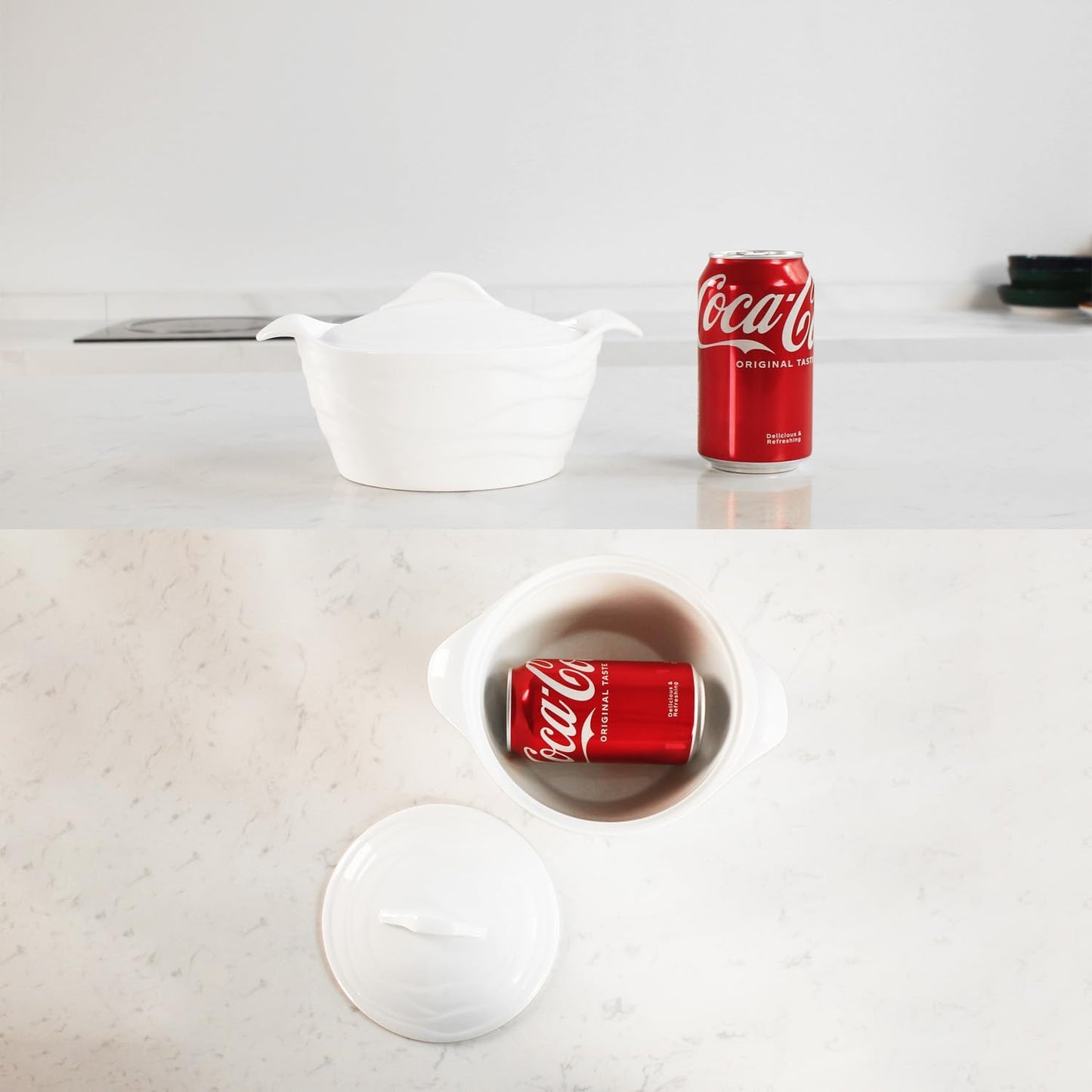 Casserole Dish 31.8 ounce French White Ceramic Bakeware Set with Lids, Chip and Crack Resistant Stoneware Baking Dish, Microwave, Dishwasher, Oven, Freezer and Fridge Safe (8.7 Inch)