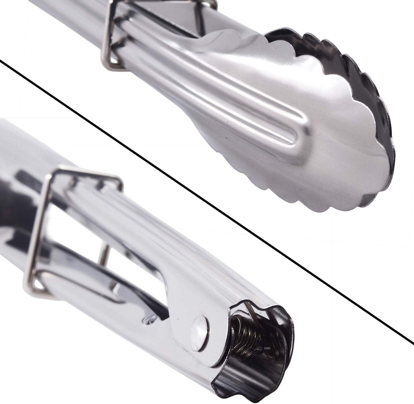 Small Stainless Steel Serving Tongs 7-Inch Salad Tongs, Set of 3 (Silver)