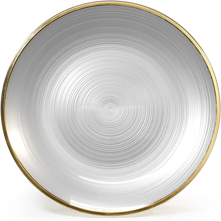 " OCCASIONS " 100 Plates Pack,(50 Guests) Premium Wedding Party Disposable Plastic Plates Set -50 x 10'' Dinner + 50 x 7'' Salad/Dessert (Belize in White Pearl & Gold)