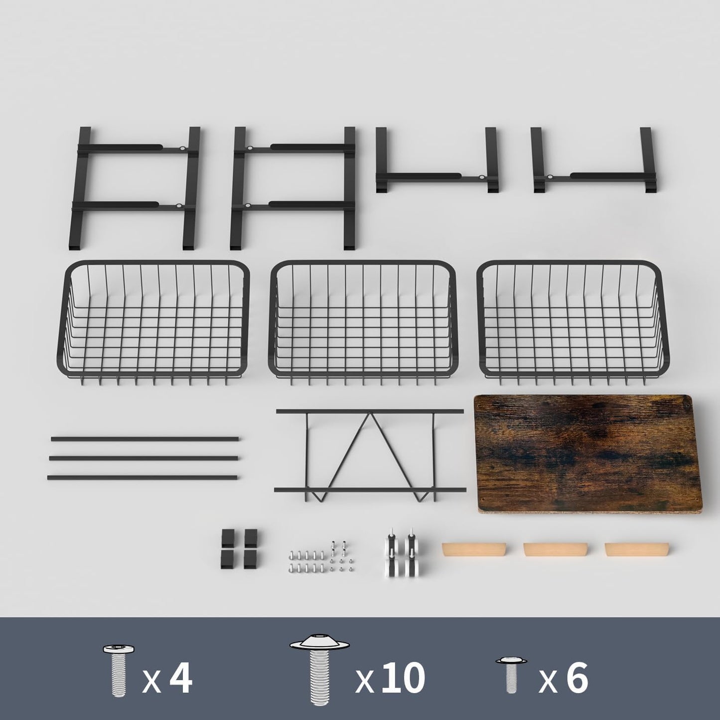 4-Tier Fruit Basket, Pull-Out Kitchen Storage Cart with Wooden Tabletop and Mesh Baskets, Mobile Kitchen Organizer Cart with Wheels, Pantry for Fruit/Potato/Onion/Vegetable/Snack