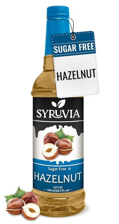 Syruvia Sugar Free Coffee Syrup, Hazelnut Flavored Syrup for Drinks, Lattes, and Desserts – 25.4 fl oz