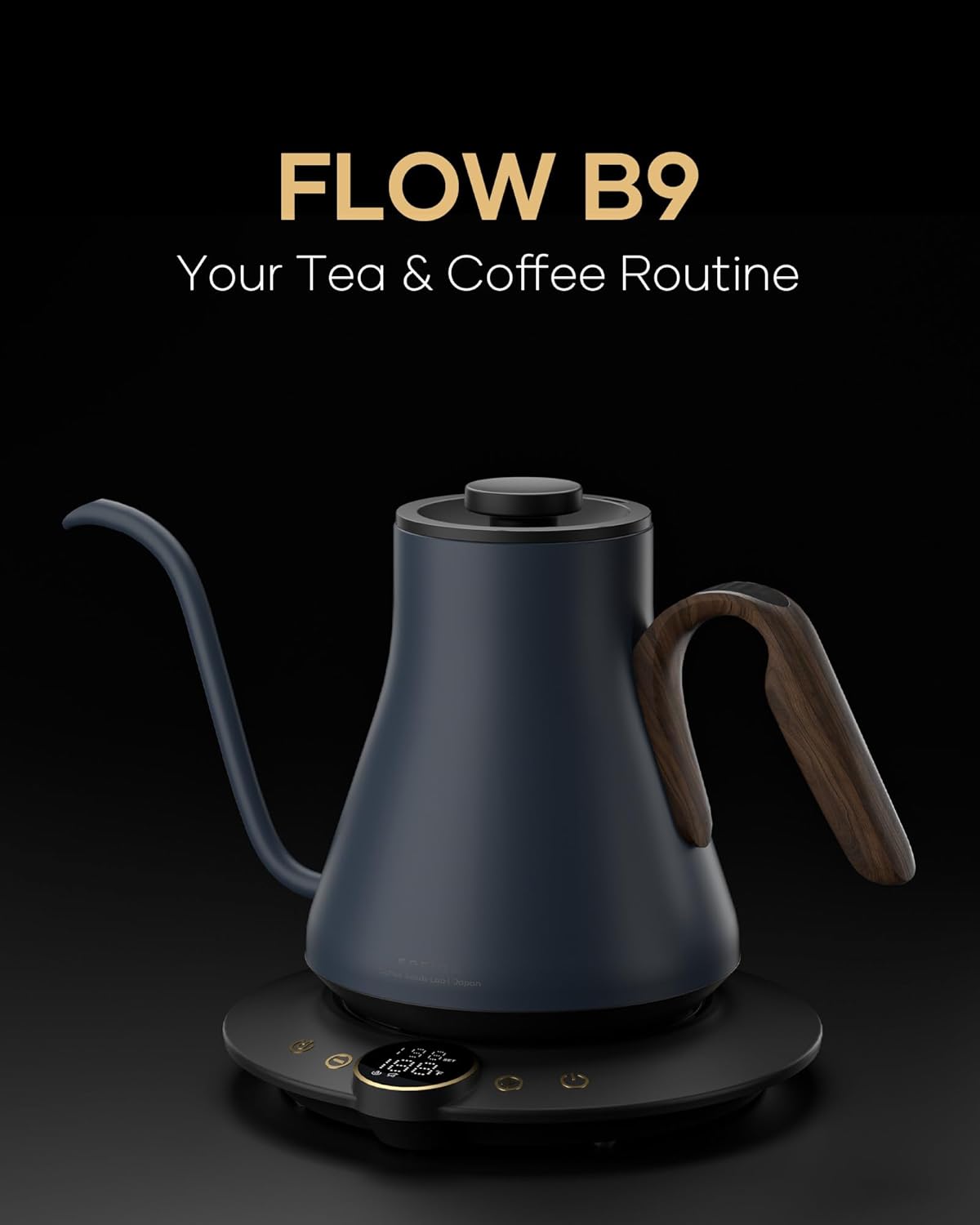 Cocinare FLOW B9 Gooseneck Electric Kettle, Precise Temperature Control for Pour-Over Coffee & Tea Brewing, Stainless Steel Interior, Rapid Heating for Boiling Water 1500W/0.9L (Picasso Blue)