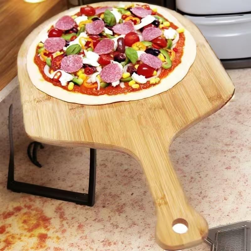 Bamboo Pizza Board 12inch Pizza Cutting Board Wood Pizza Peel Pizza Serving Board For Kitchen Charcuterie Board, Natural