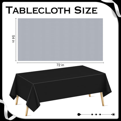 4 Pieces Classic White Series Rectangle Tablecloth, 54x72" Solid Color Waterproof & Spillproof Disposable Plastic Table Cover, Durable Party Tablecloth for Dining, Buffet, Picnic, Outdoor Events