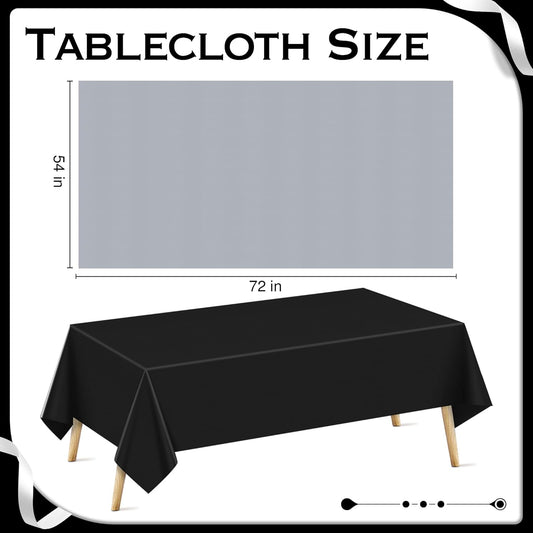 4 Pieces Classic White Series Rectangle Tablecloth, 54x72" Solid Color Waterproof & Spillproof Disposable Plastic Table Cover, Durable Party Tablecloth for Dining, Buffet, Picnic, Outdoor Events