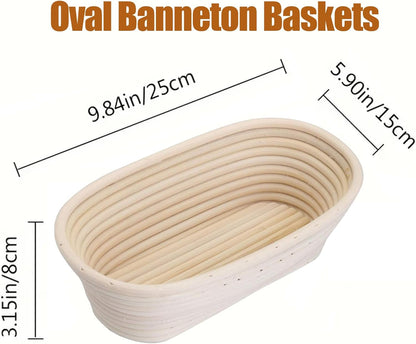 Banneton Bread Proofing Basket - Rattan Proofing Baskets for Sourdough Bread | Banneton Baskets Bowls with Linen Liners for Artisan Homemade Bread Baking (10 inch Basket Set of 2)
