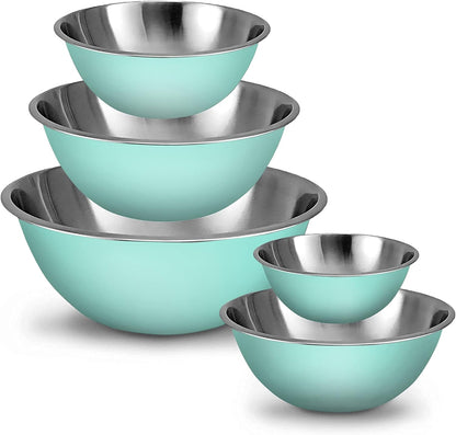 WHYSKO Meal Prep Stainless Steel Mixing Bowls Set, Home, Refrigerator, and Kitchen Food Storage Organizers | Ecofriendly, Reusable, Heavy Duty (Blue)