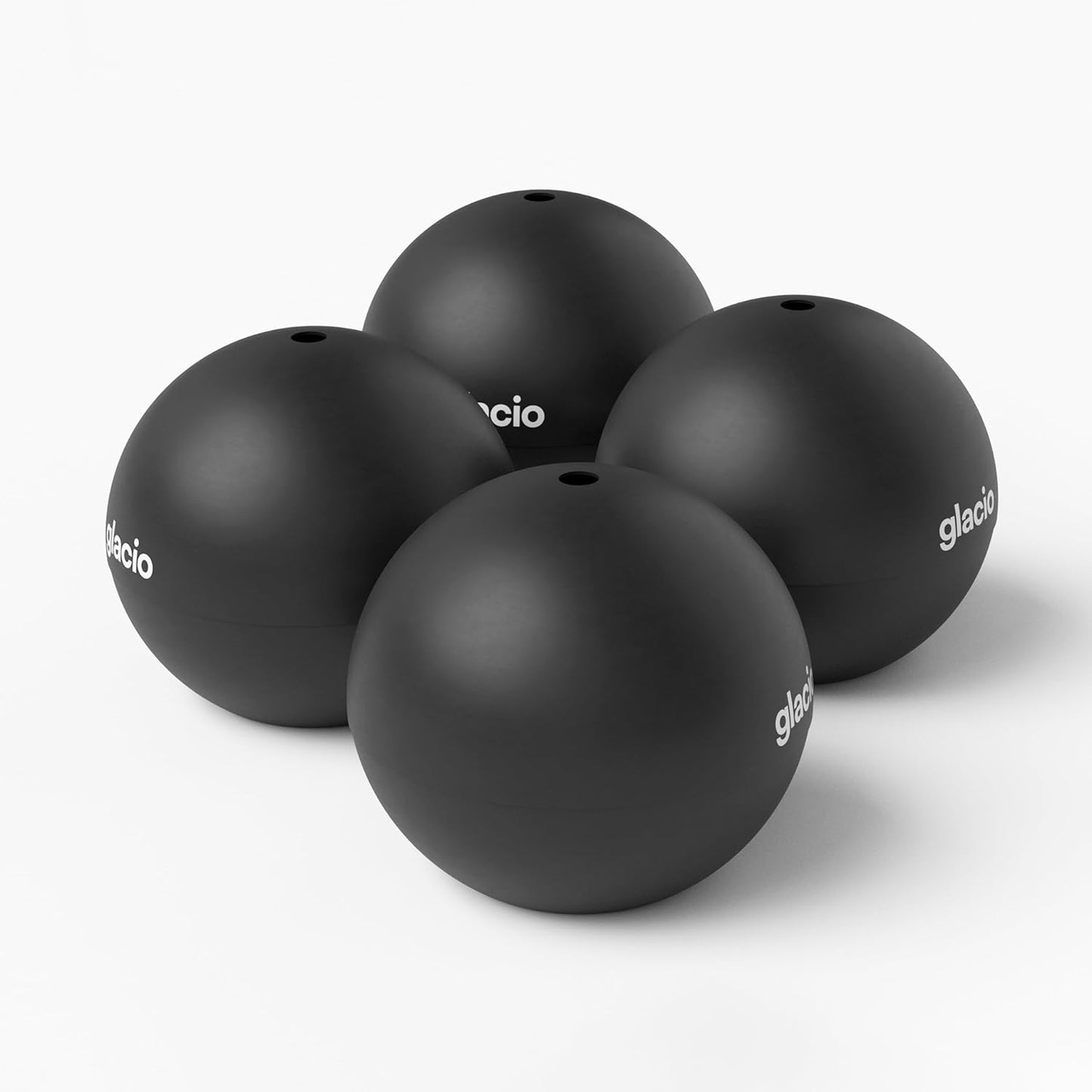 glacio Round Ice Cube Molds – Large Whiskey Ice Ball Maker | BPA-Free Silicone Sphere Mold for Bourbon Cocktails Scotch & Home Bar | Slow-Melting Ice Balls