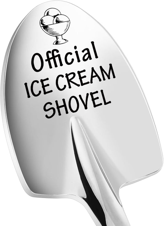 Ice Cream Lovers Engraved Spoon Birthday Easter Gifts for Women Friends Sister Brother Daughter Son, Valentines Gifts for Couple Husband Wife -Official Ice Cream Shovel Scoop
