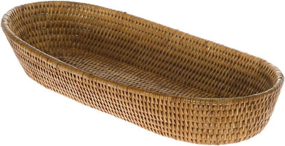 KOUBOO La Jolla Bread Basket | Woven Rattan Basket for Bread, Fruit, & Kitchen Storage | Boho Decor, Food Baskets, Snack Tray, Home Organizer, Honey Brown, Large