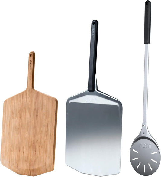 ooni 12" Pizza Peel Turning Peel 12" Bamboo Serving Pizza Peel - Essesntial Pizza Oven Accessories Bundle