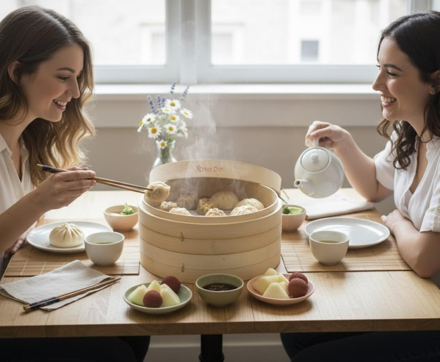 Helen's Asian Kitchen Bamboo Food Steamer with Lid - 100% Natural Bamboo - Basket Steamers for Cooking Dumplings, Dim Sum, Veggies, Fish, Meat - Preserve Nutrients & Flavors - 12-Inch