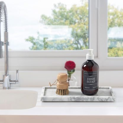 Luxury Natural Small Marble Tray for Bathroom Vanity and Kitchen Sink, Stone Countertop Organizer for Soap Dispenser, Jewelry, Perfume, Candle, Ring, Home Decor, Non-Resin Non-Ceramic