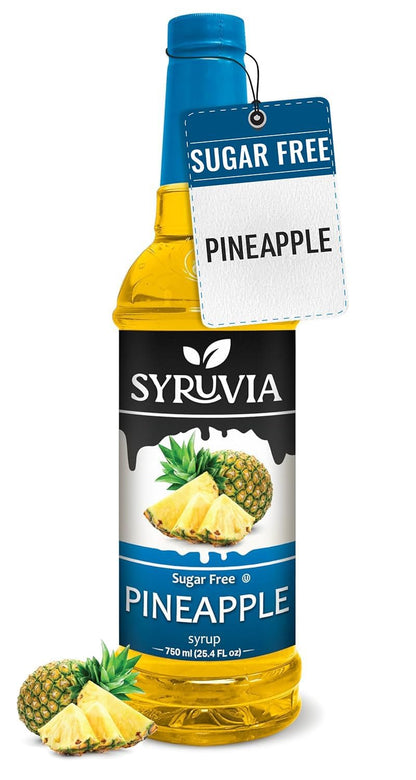 Syruvia Sugar-Free Pineapple Syrup, Flavored Syrup for Drinks, Cocktails, Lemonades, Iced Teas, and Desserts – 25.4 fl oz