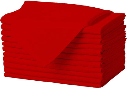 Gee Di Moda Cloth Napkins - 17 x 17 Inch Red Dinner Napkins - Set of 12 Soft & Absorbent Washable Fabric Cloth Table Napkins with Hemmed Edges for Hotel Restaurant, Holiday Parties & Wedding