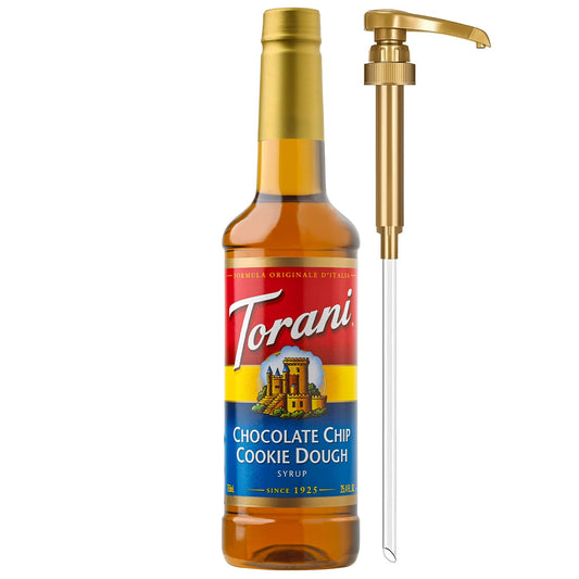 Torani Chocolate Chip Cookie Dough Coffee Syrup, Flavored Syrup for Drinks, Pump Included, 25.4 Fl Oz